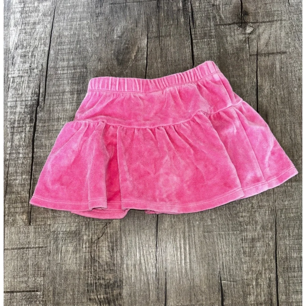 Gymboree Pink Velour Skort Girls 12-18 Months Ruffle Skirt with Built-in Shorts
